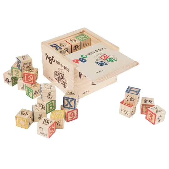Toy Time ABC &#x26; 123 Wooden Blocks Set